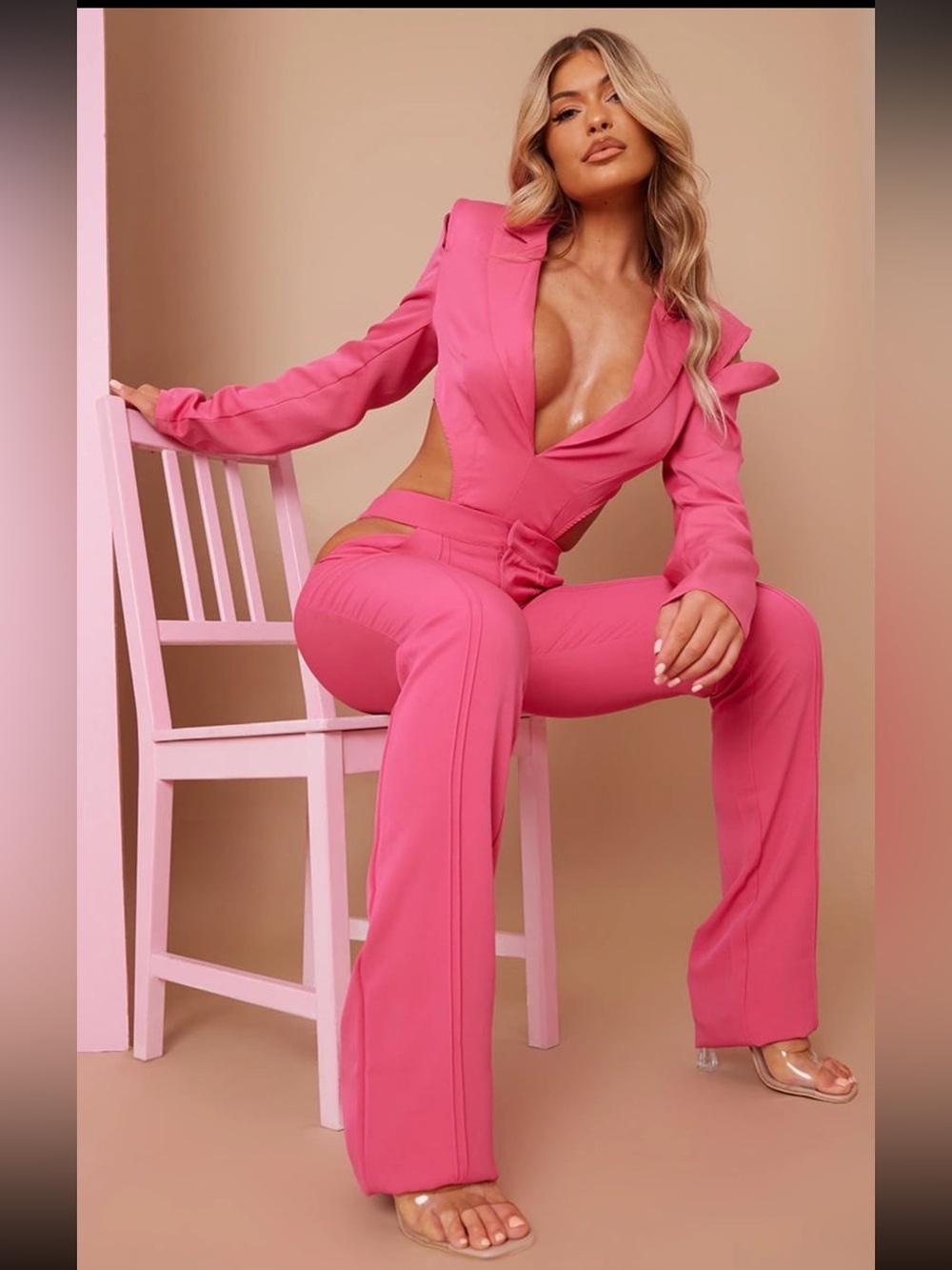 PrettyLittleThing Hot Pink Bold & Daring Cutout Set